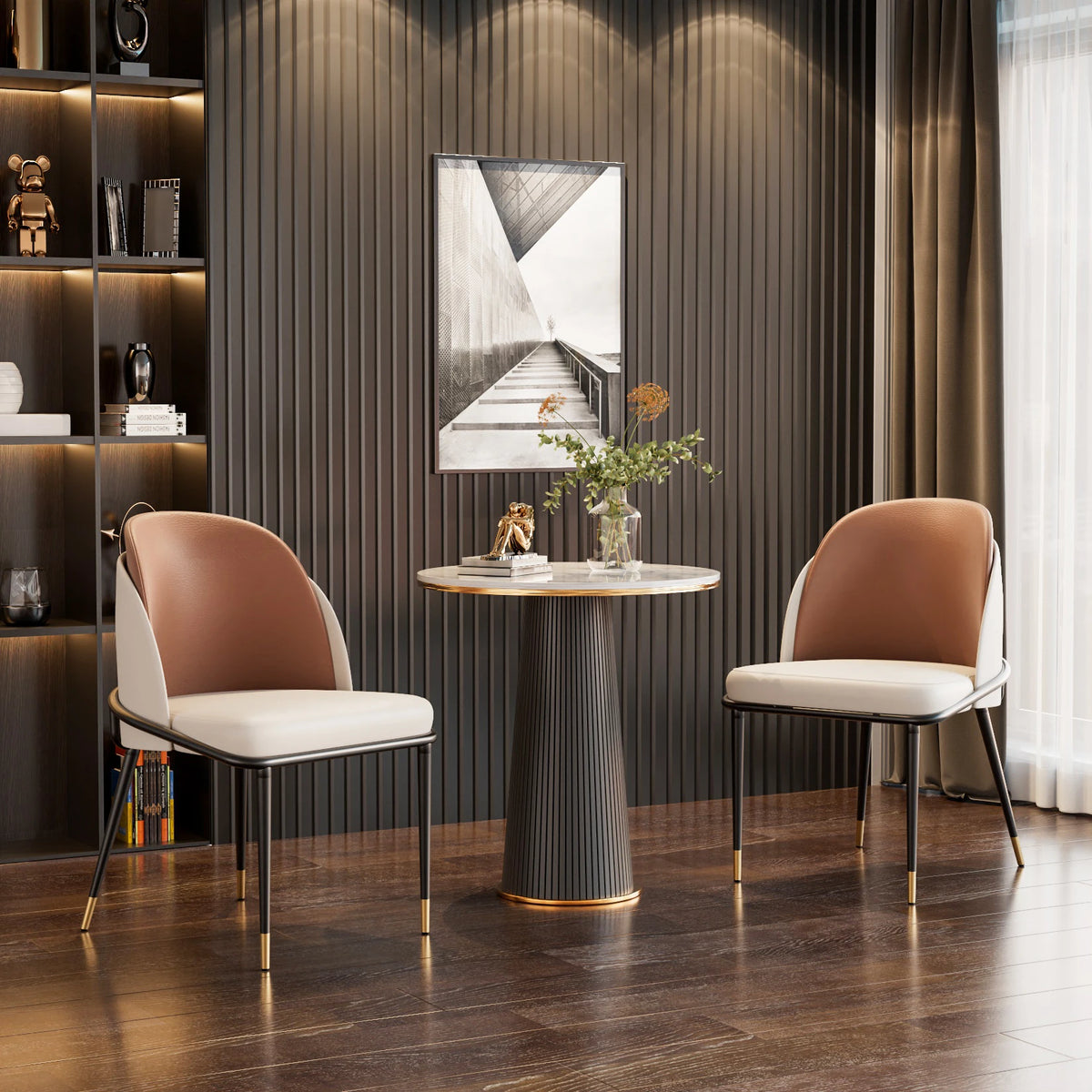 Modern Faux Leather Upholstered Dining Chairs With Padded Backrests