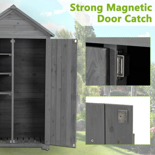 Outdoor Wooden Storage Cabinet With Removable Shelves And Latch