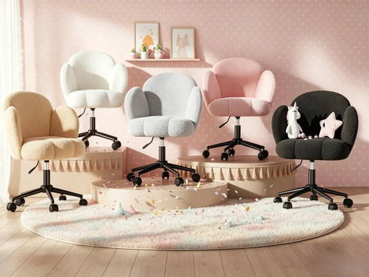EnHomee Petal Vanity Chair With Wheels, Adjustable Swivel Desk Chair