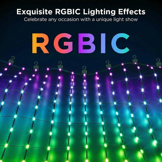 Bhony Waterproof Smart RGBIC Outdoor Net Lights with App Control