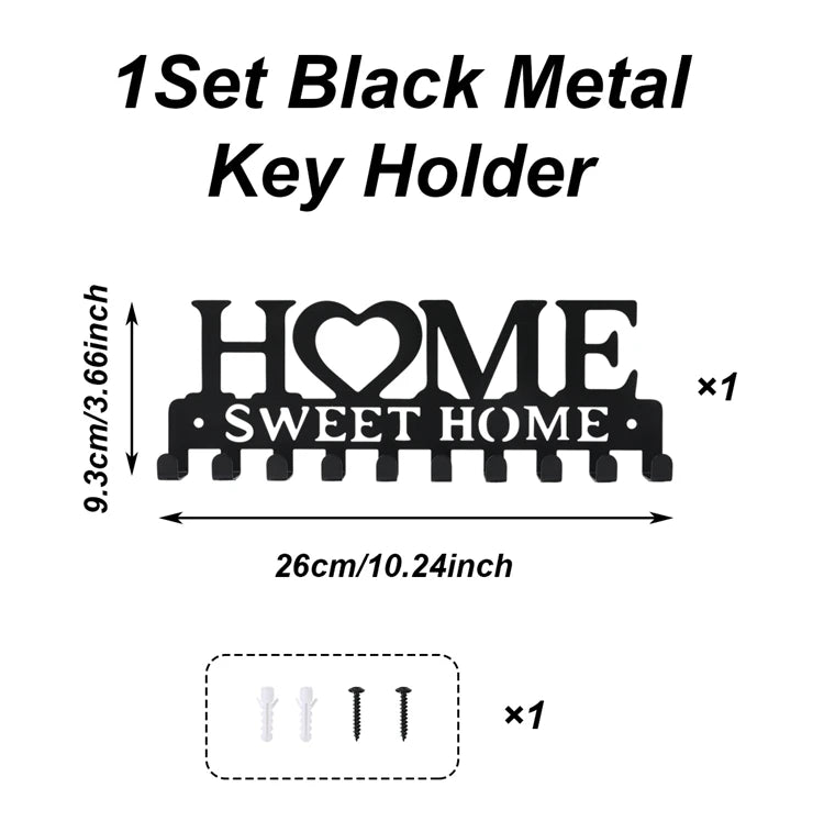 Wall Mounted Stainless Steel Key Holder Rack With Multiple Hooks