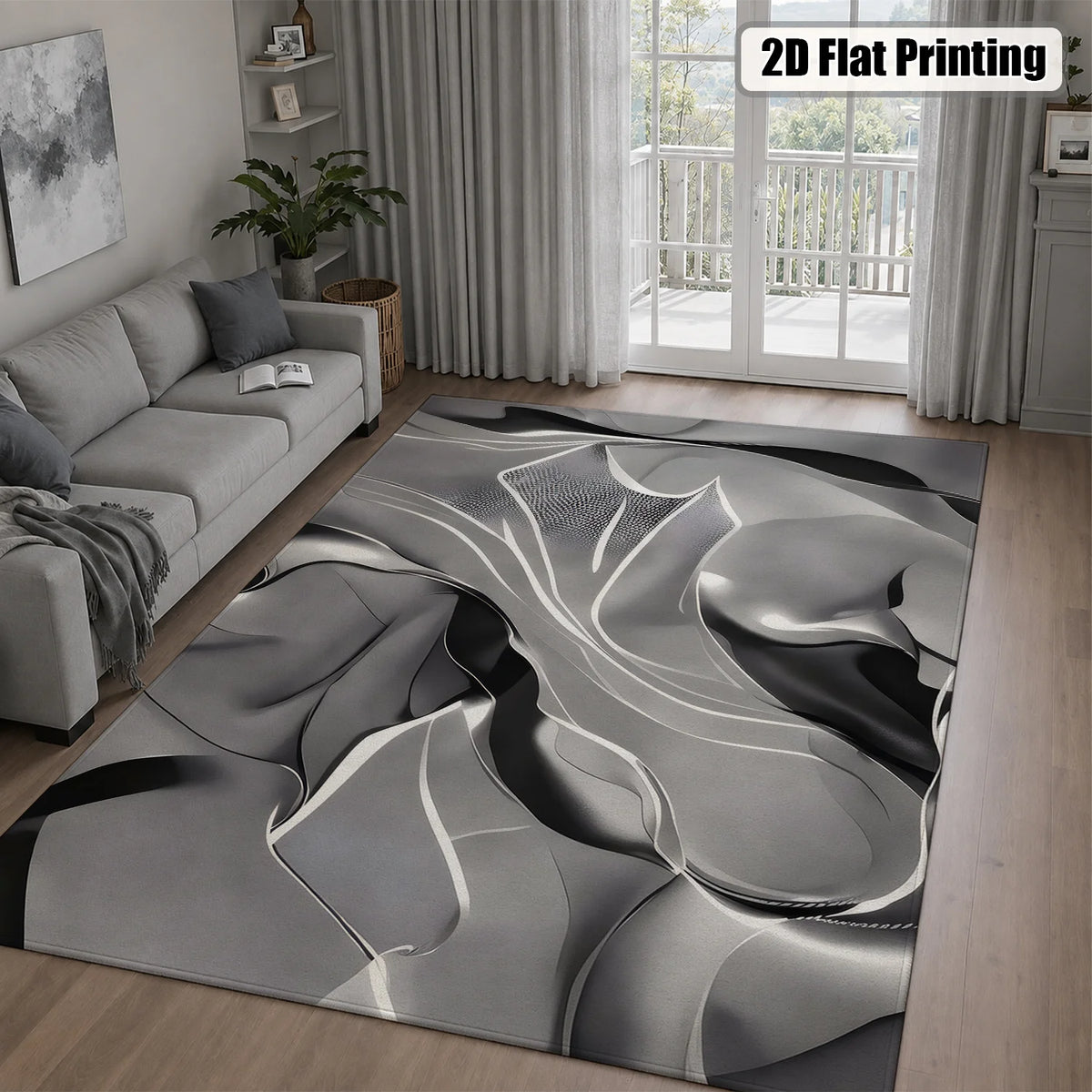 Washable Abstract Area Rug With Velvet Non Slip Backing