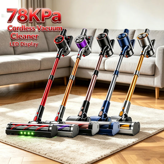 Honki 78KPa Powerful Cordless Vacuum Cleaner LED Display 45Mins Self Standing Stick Vacuum 1.5L Large Dust Cup for Pet Hair Carpet Floor