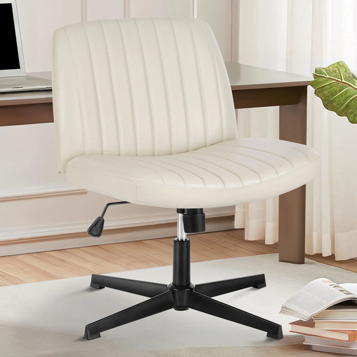 MCQ Ergonomic Armless Office Chair With Adjustable Height Padded Backrest