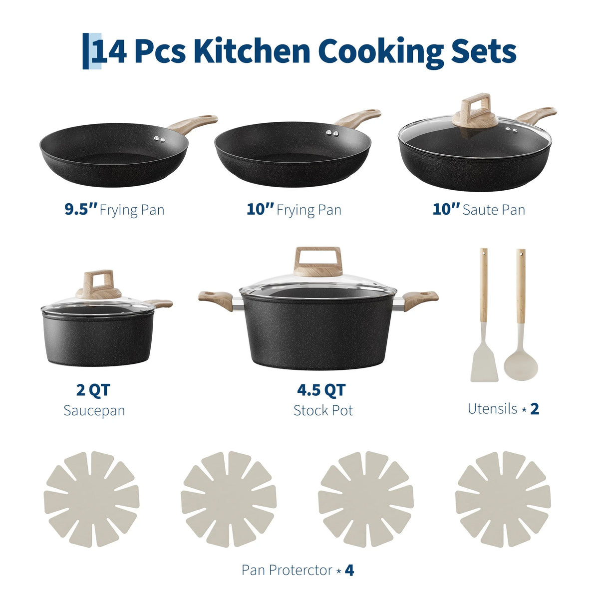 PFAS Free Ceramic Nonstick Cookware Set With Induction Compatibility