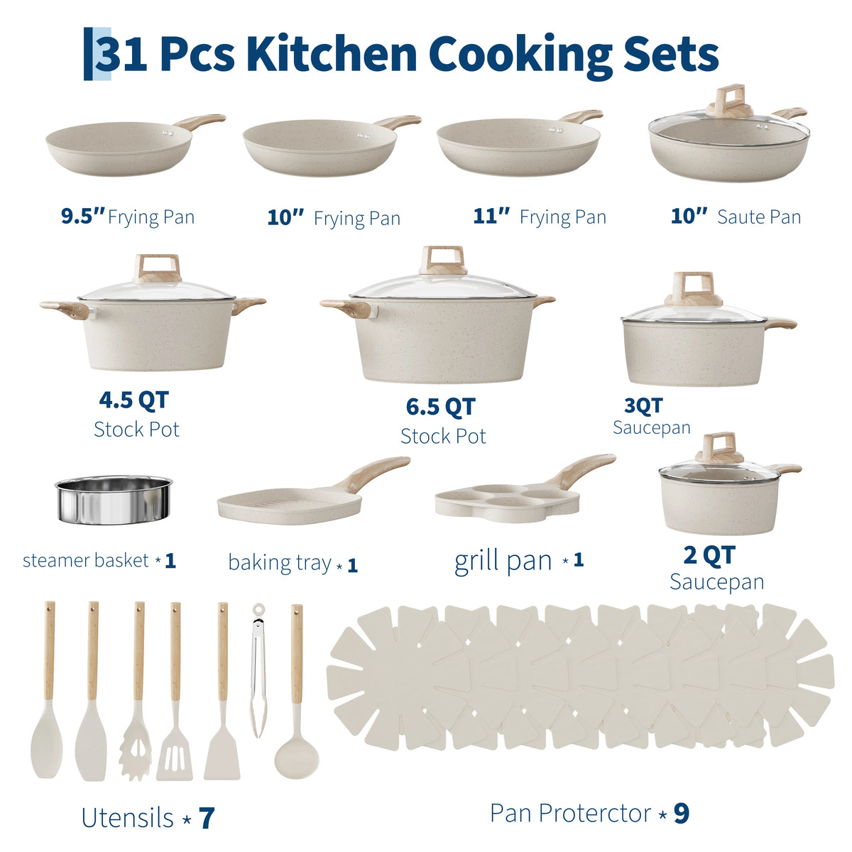 PFAS Free Ceramic Nonstick Cookware Set With Induction Compatibility
