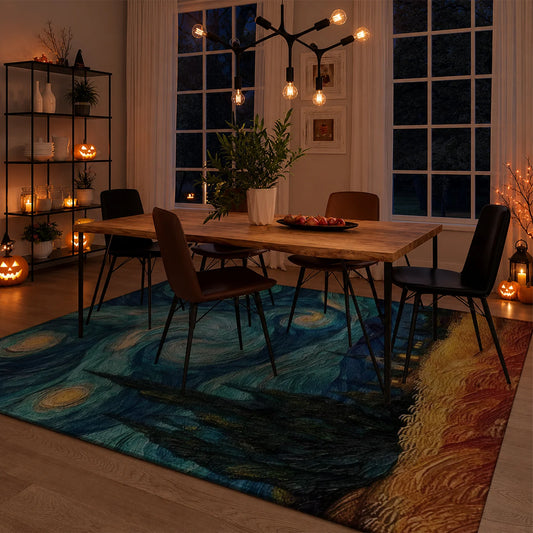 Van Gogh Starry Night Art Print Washable Non Slip Area Rug