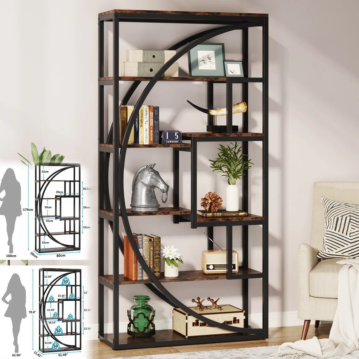 Tribesigns Industrial Etagere Bookcase And Storage Organizer