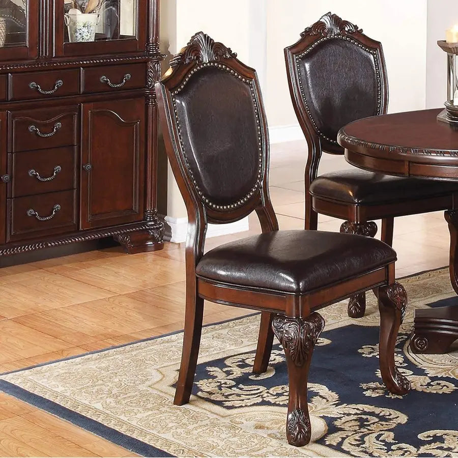 Traditional Formal Dining Table Set with Padded Side Chairs