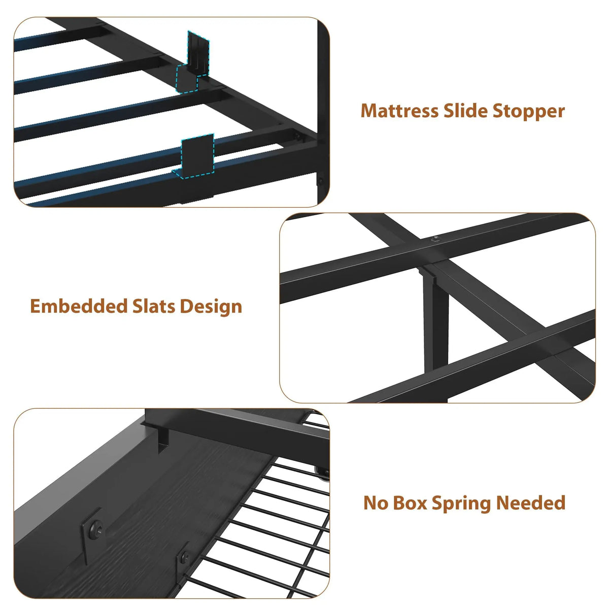 HiMISS Corner Bed Frame With Bookcase Headboard And LED Lights