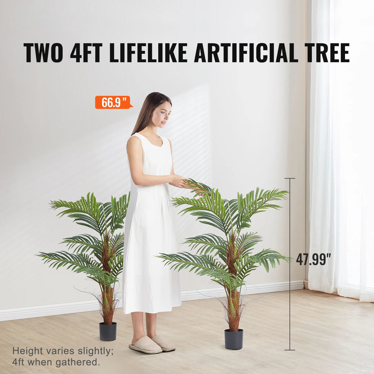SucceBuy Artificial Palm Tree Faux Plant With Anti-Tip Protection