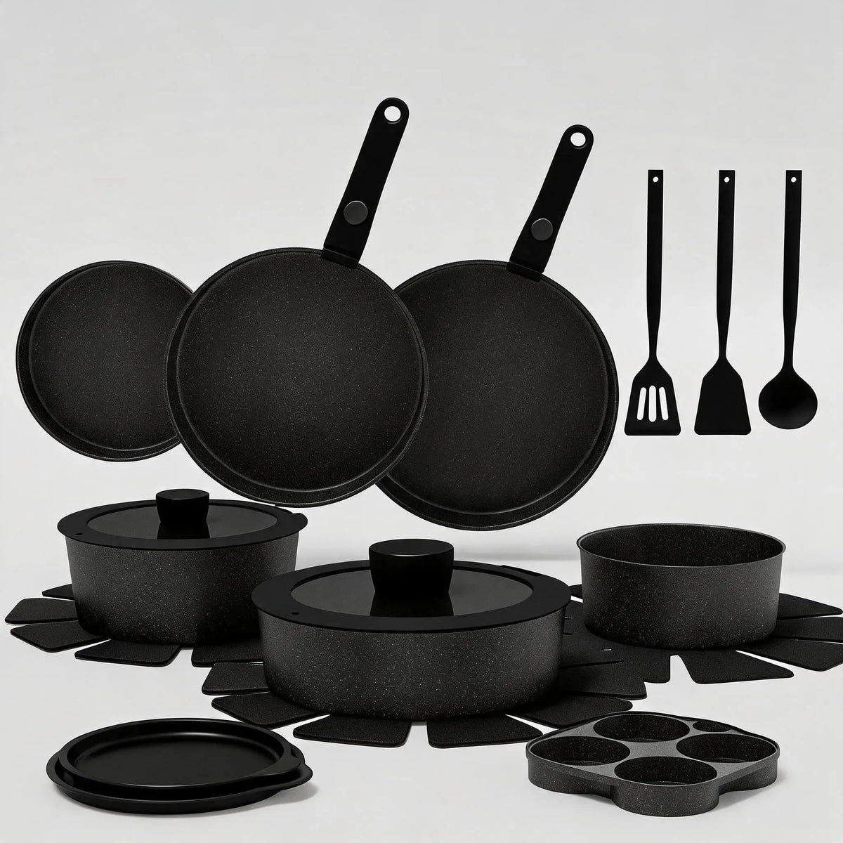 Ceramic Cookware Set With Detachable Handles Nonstick Induction Pots