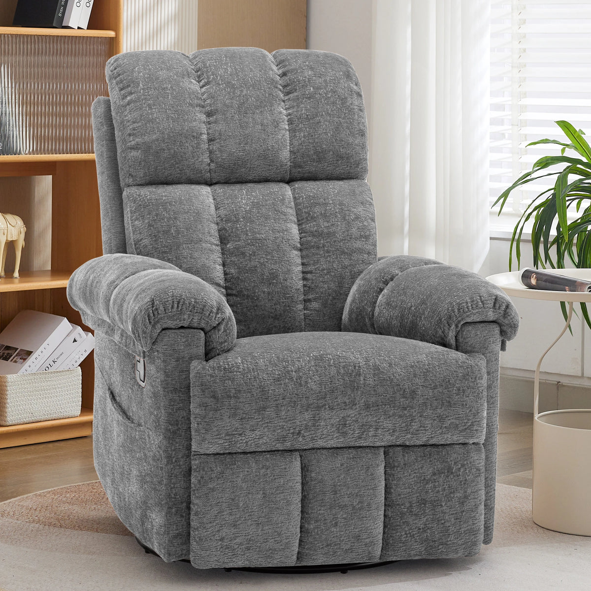 KORSER Swivel Rocker Recliner Chair with Side Pockets