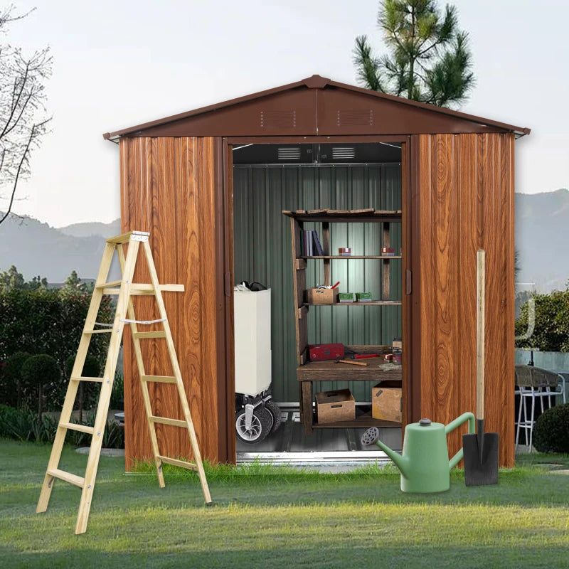 Outdoor Metal Garden Storage Shed With Foundation And Window