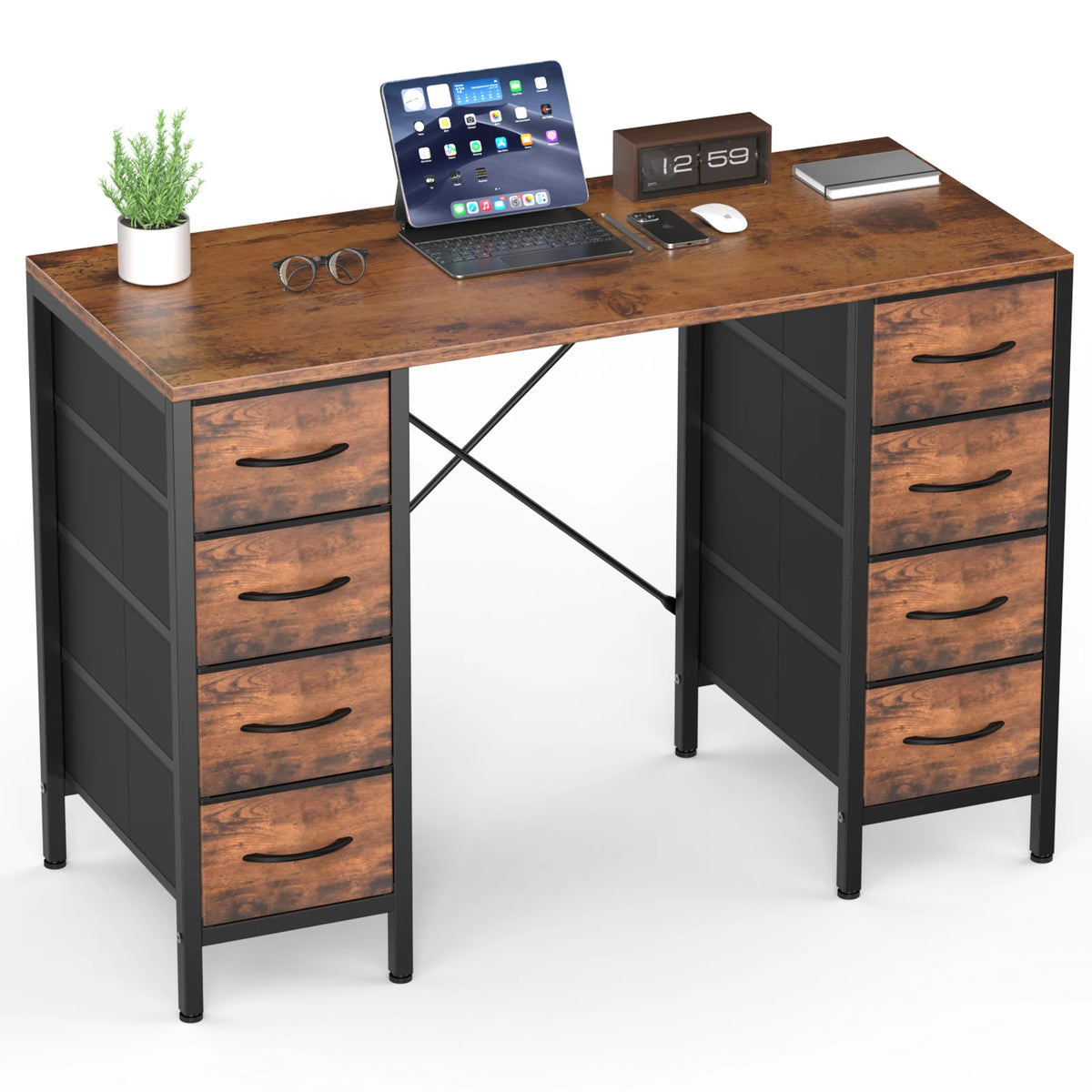 JHK Computer Desk With Fabric Drawers For Office Gaming And Study