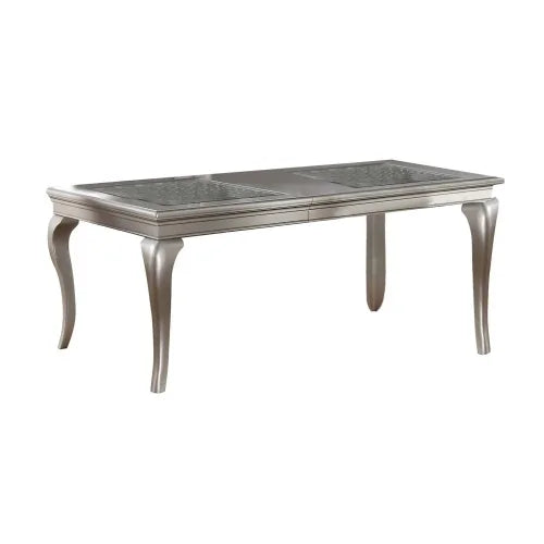 Rectangular Glass Top Dining Table Set With Tufted Side Chairs