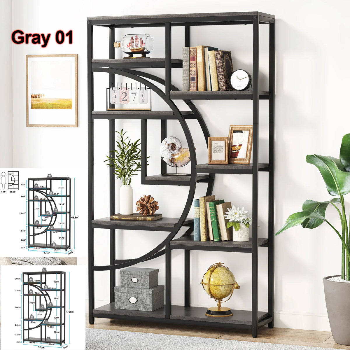 Tribesigns Industrial Etagere Bookcase And Storage Organizer