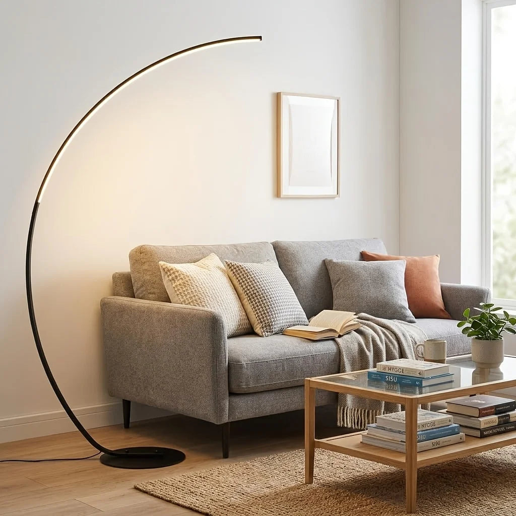 IYUNXI Arched LED Floor Lamp With Remote Dimmable Ambient Lighting