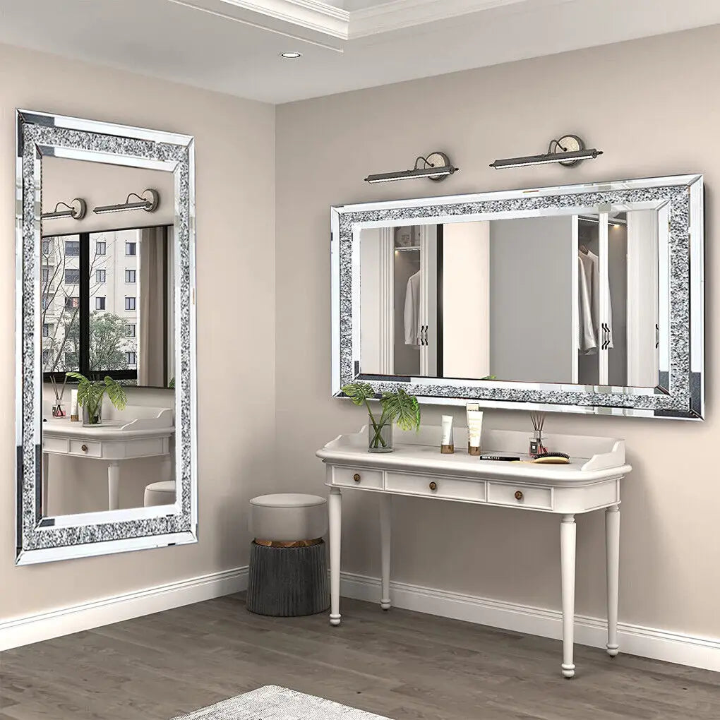 LUVODI Crystal Rhinestone Wall Mounted Vanity Dressing Mirror