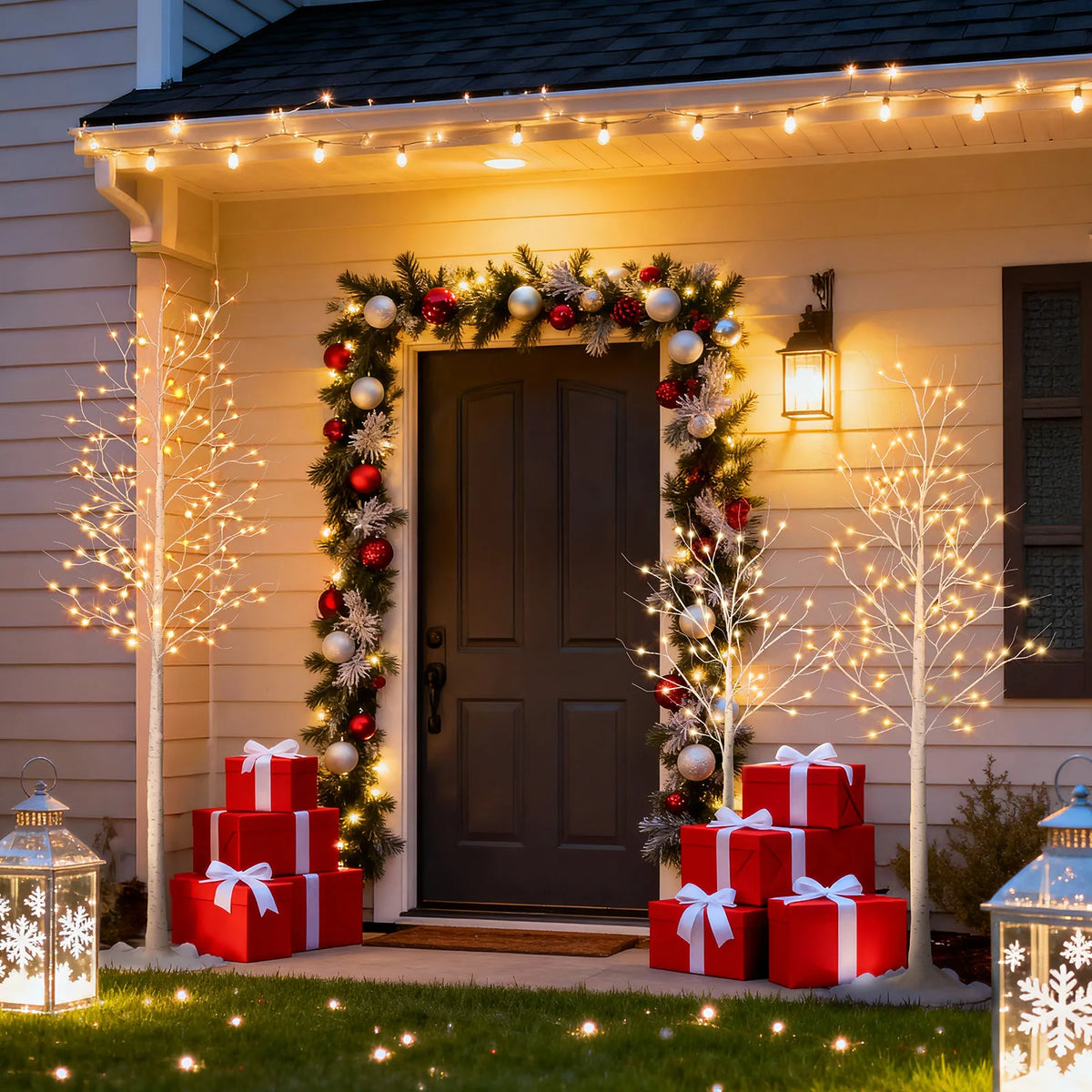 DR.PLANZEN Artificial Lighted Birch Tree for Holiday Home Decor