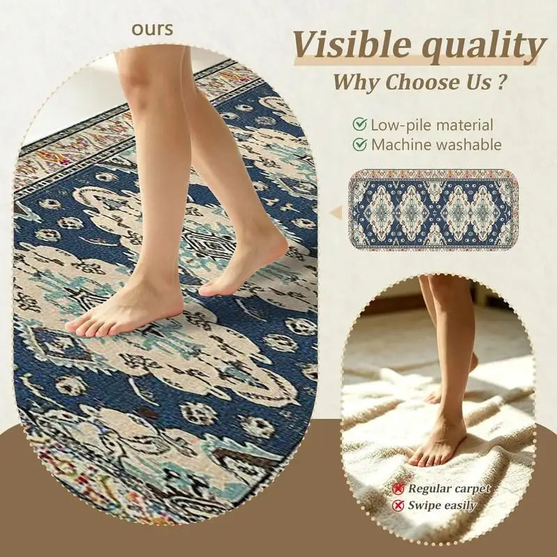 Boho Distressed Medallion Area Rug for Living Room and Home
