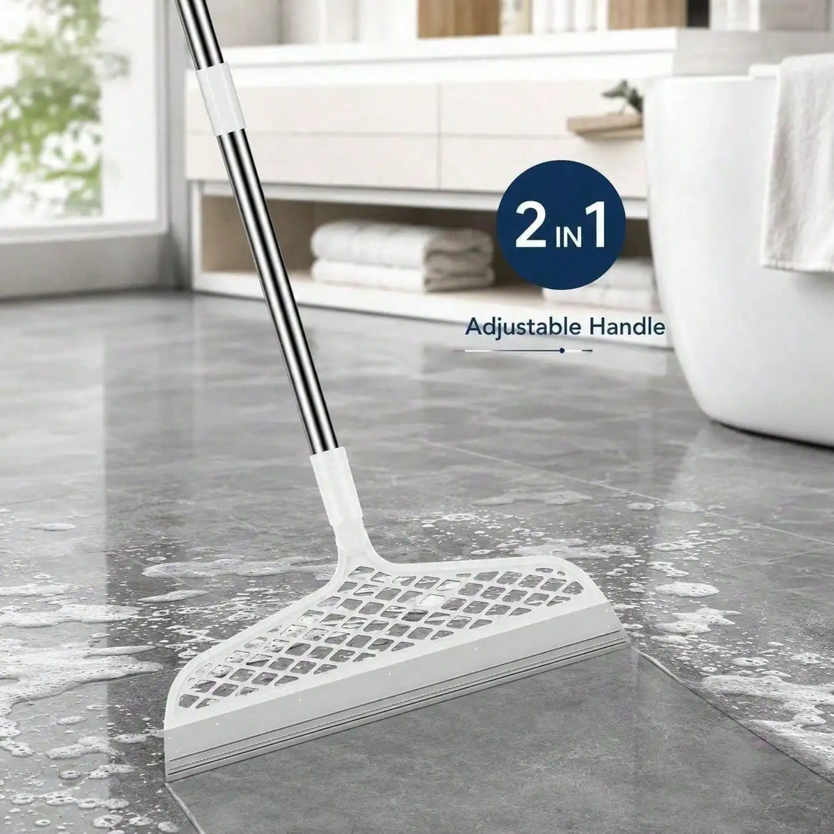 Silicone Broom Floor and Carpet Cleaner with Pet Hair Remover