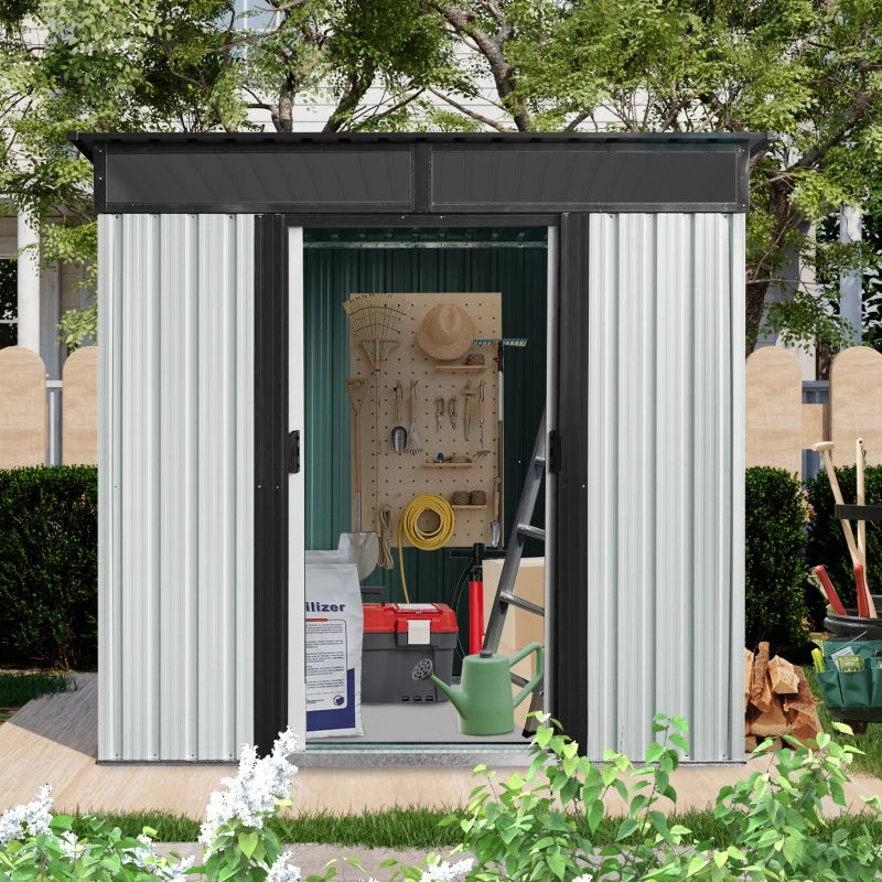Outdoor Metal Storage Shed with Window for Garden Tool Storage