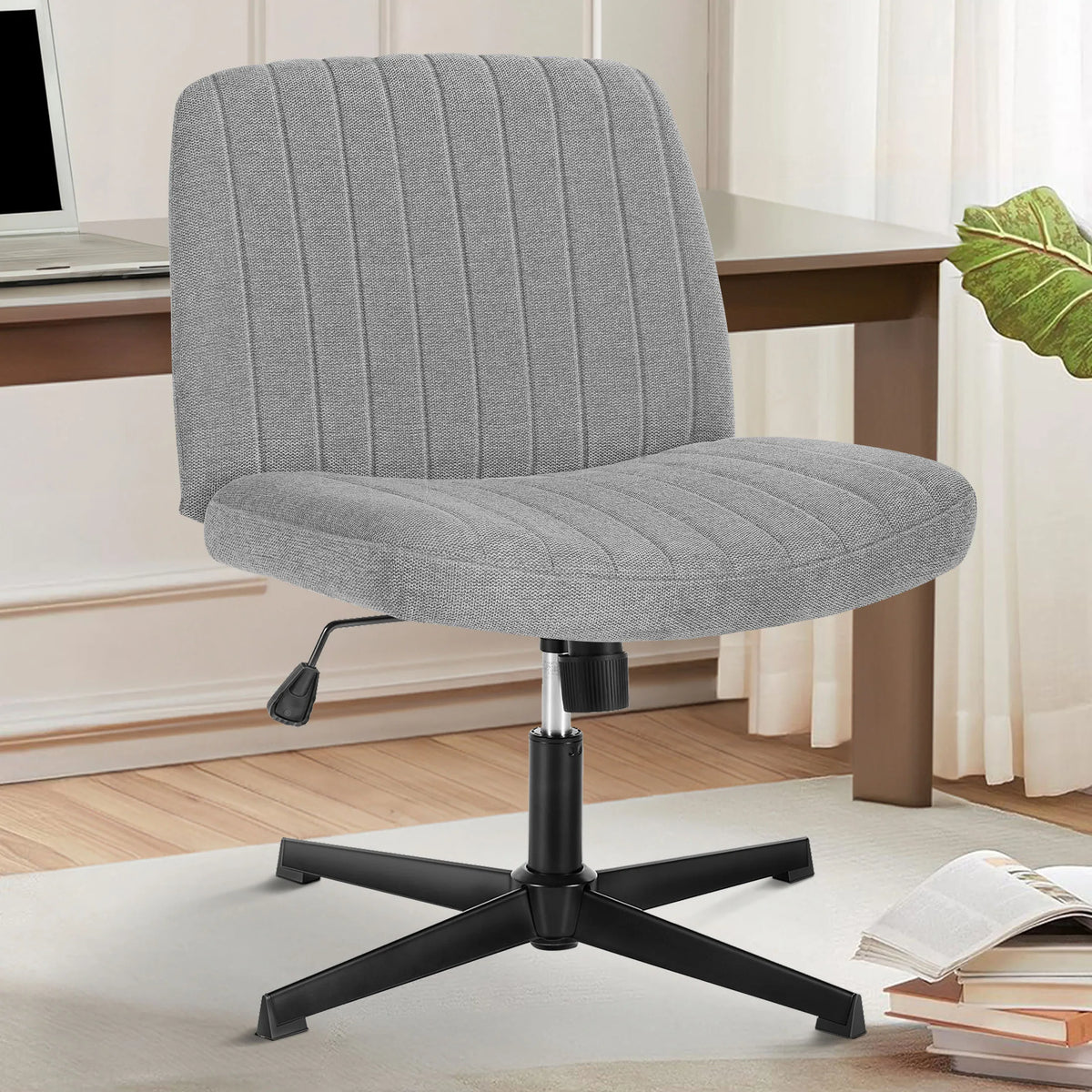 MCQ Ergonomic Armless Office Chair With Adjustable Height Padded Backrest