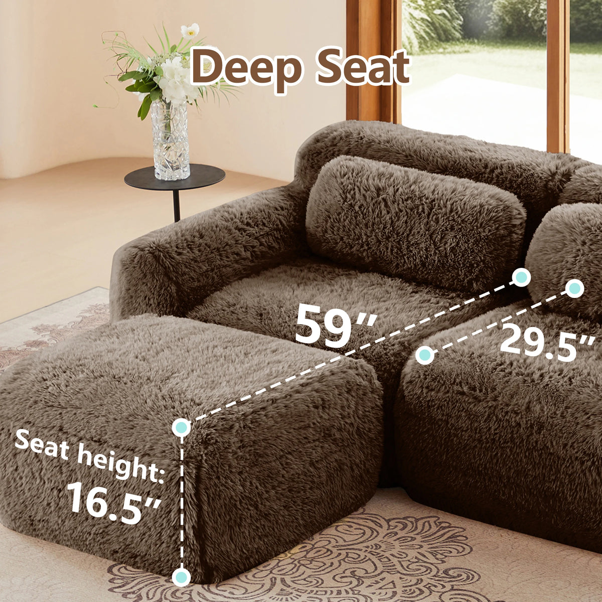 U Shaped Modular Boneless Sofa With Plush Ergonomic Cushions