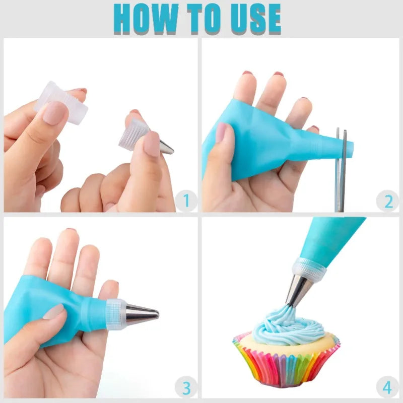 Nifogo Reusable Piping Bag Kit With Icing Tips Set
