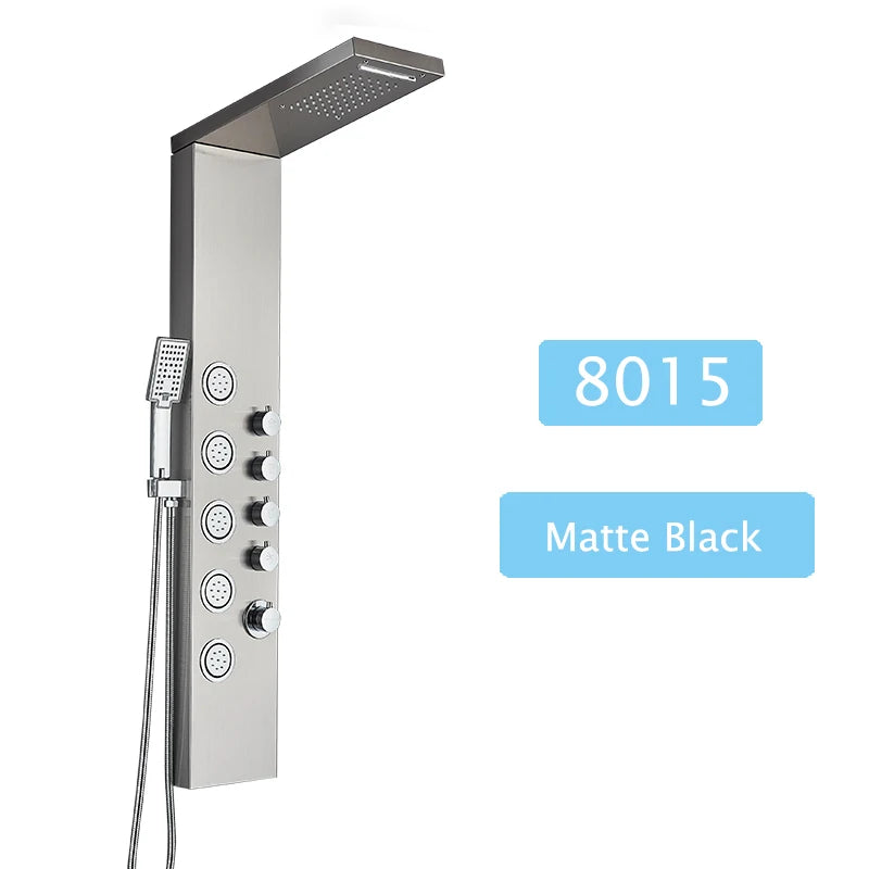 Shinesia LED Shower Panel With Massage Jets And Rainfall Faucet