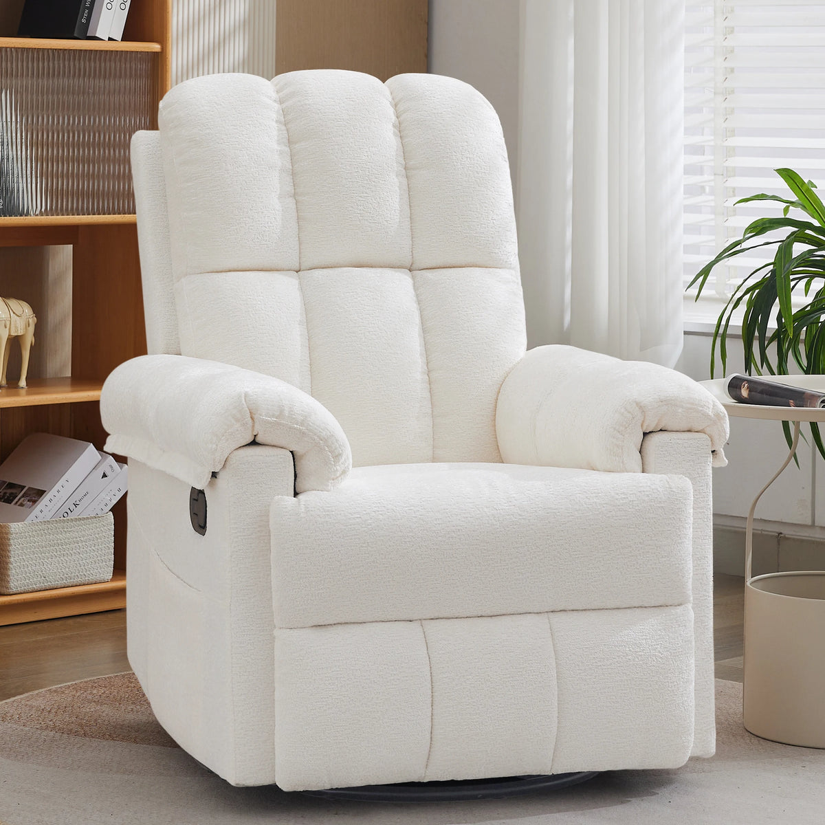 KORSER Swivel Rocker Recliner Chair with Side Pockets