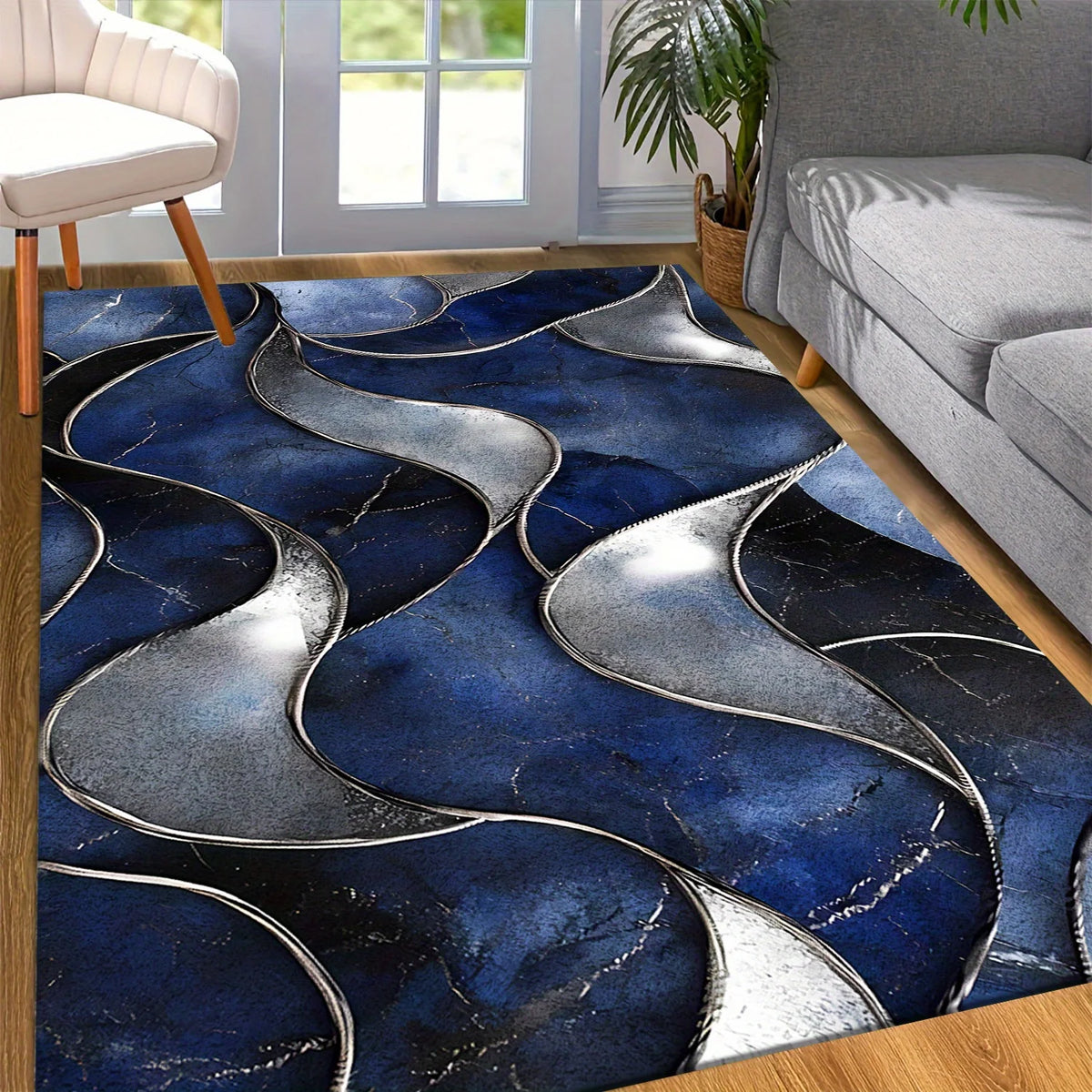Washable Non Slip Velvet Area Rug for Living Rooms