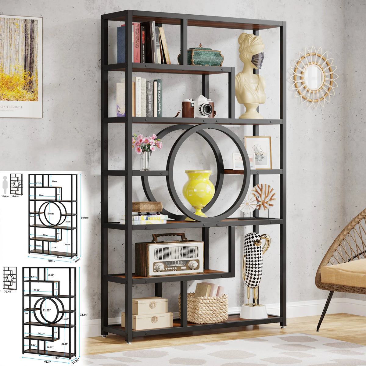 Tribesigns Industrial Etagere Bookcase And Storage Organizer