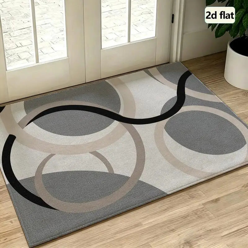 Abstract Curve Ring Pattern Area Rug For Living Room Office
