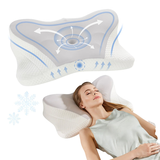 JHK Ergonomic Memory Foam Pillow With Cooling Case Cervical Support
