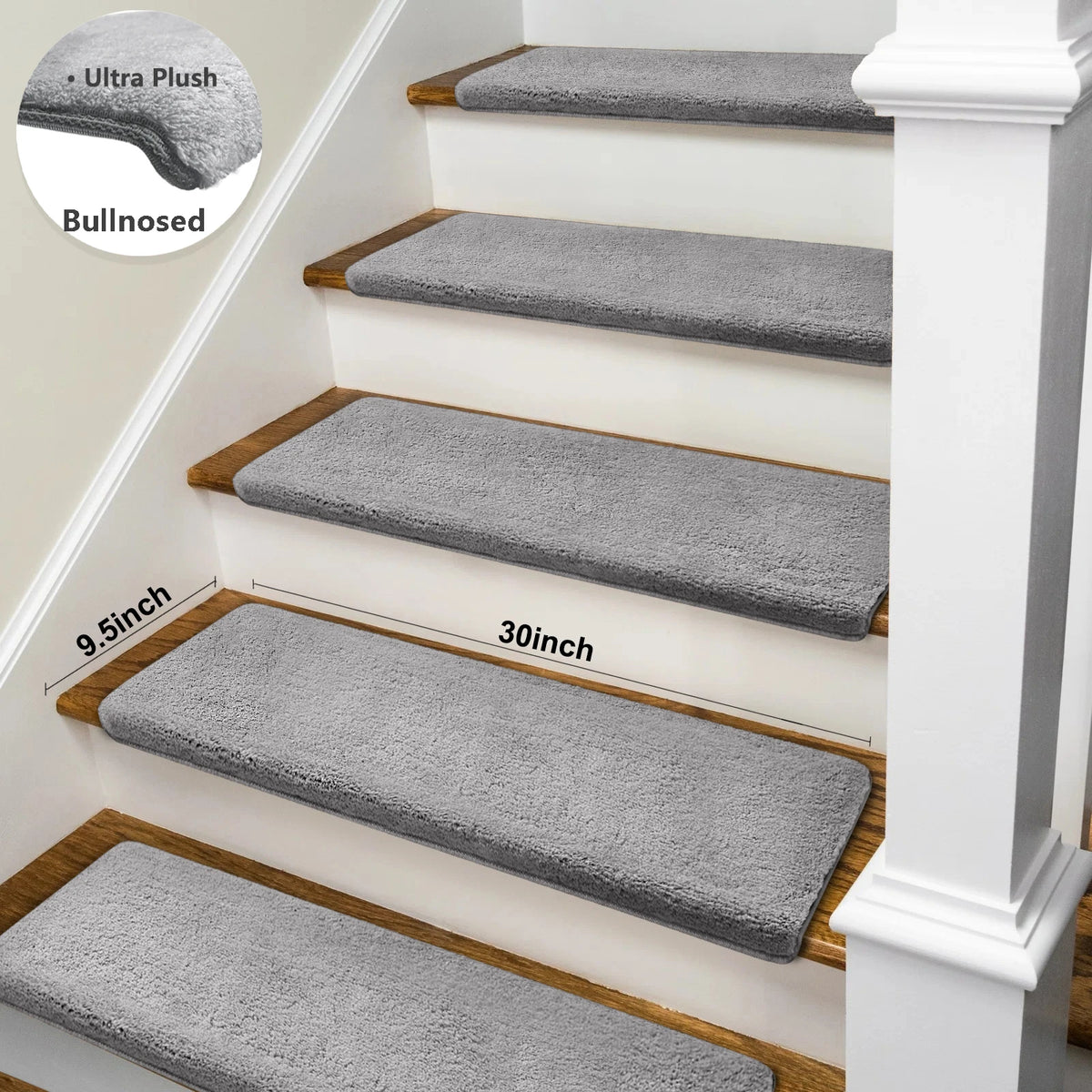 Bullnose Non Slip Stair Treads Washable Self Adhesive Carpet Mats