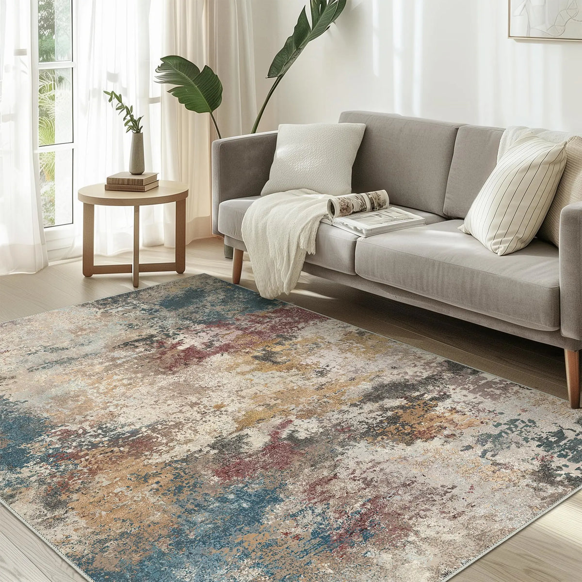Washable Rugs Area Rugs for Living Room Bedroom, Modern Abstract Rug Ultra Soft Indoor Area Rugs for Dining Room, Low Pile Carpet with Non Slip Backing, Abstract