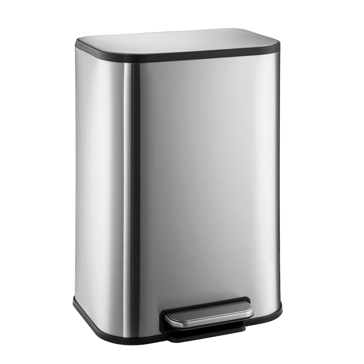 20/50L Stainless Steel Kitchen Trash Can Soft-Close Lid - Removable Inner Bucket  Hands-Free Step Pedal,Rectangular Wastebasket for Kitchen, Office, Bathroom, Bedroom