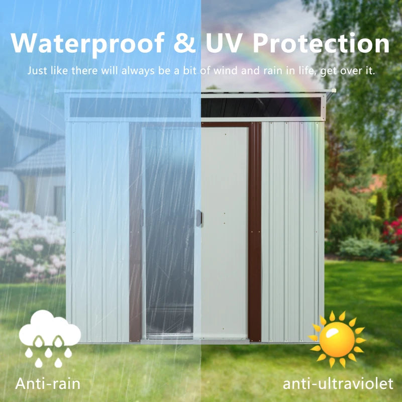 Outdoor Metal Garden Storage Shed With Waterproof Construction