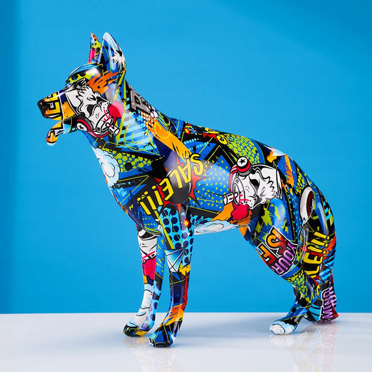 FLYuechun Ranan German Shepherd Resin Figurine Home Decor