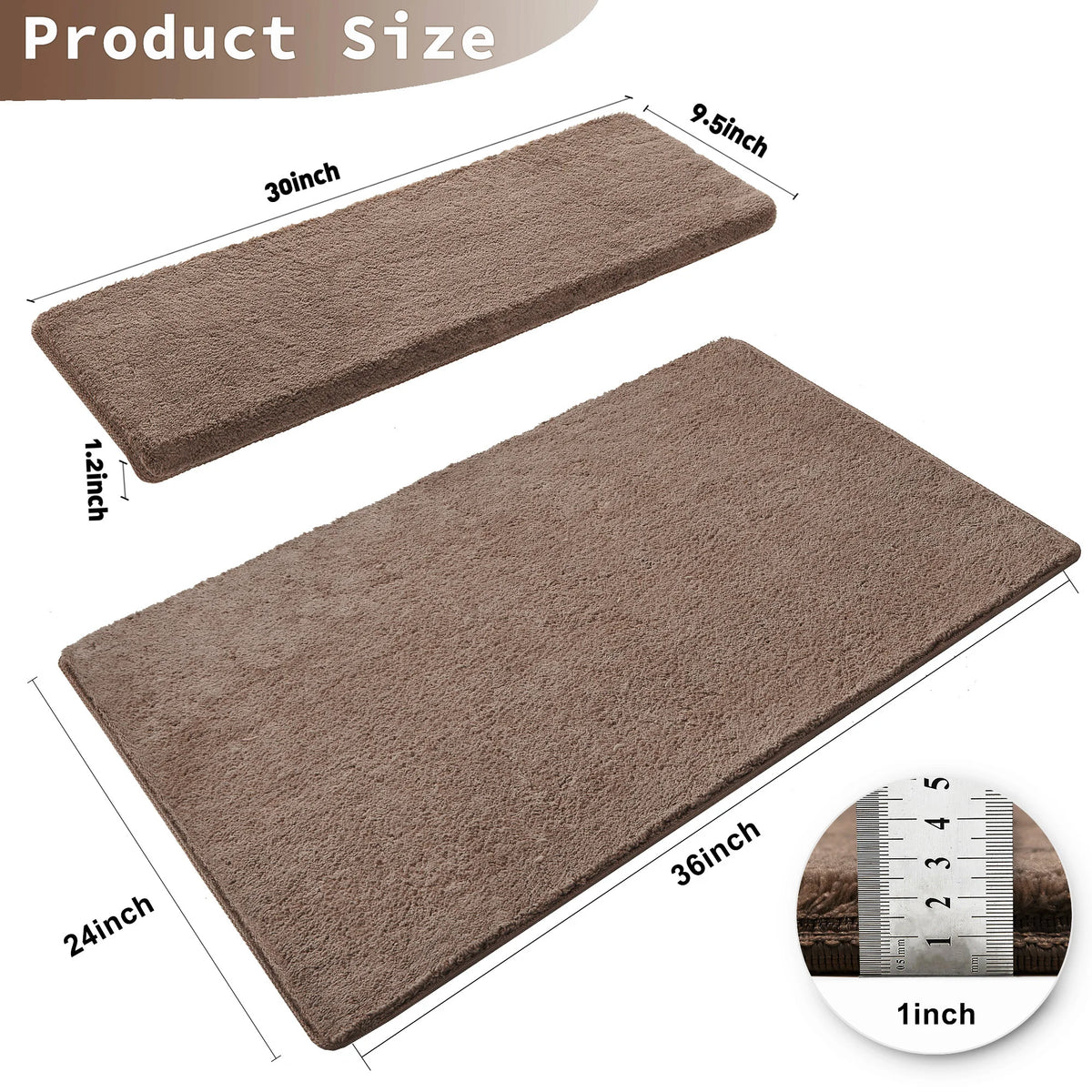 Bullnose Non Slip Stair Treads Washable Self Adhesive Carpet Mats