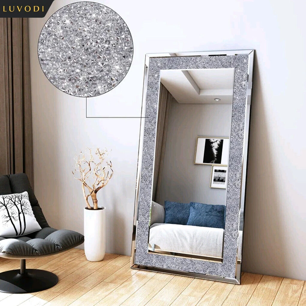 LUVODI Crystal Rhinestone Wall Mounted Vanity Dressing Mirror