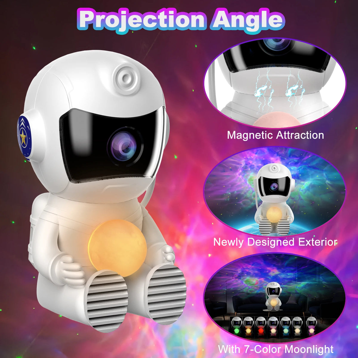 New Captain Astronaut Galaxy Projector Night Light Sleep Moon Lamp for Bedroom with Timer