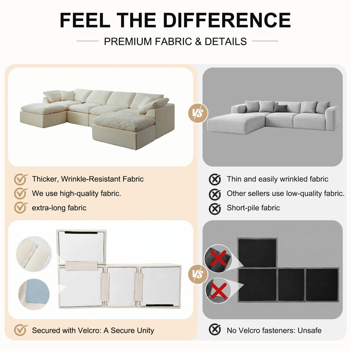 Yeflixvrau Modular U Shaped Sectional Sofa With Deep Cushions
