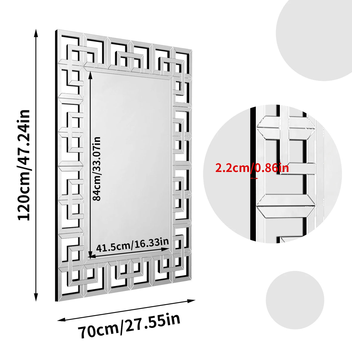 Beveled Glass Venetian Wall Mirror for Living Room and Bathroom