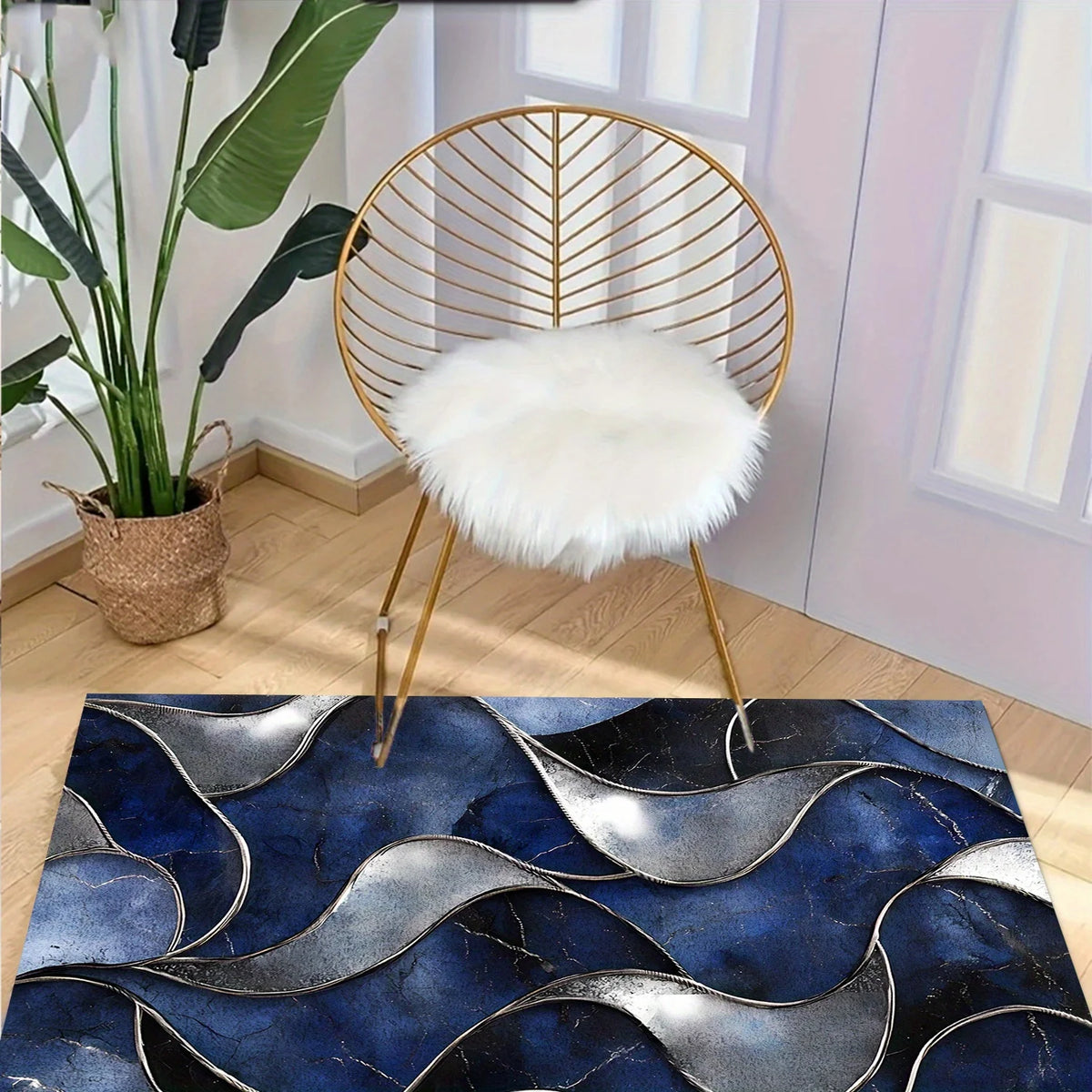 Washable Non Slip Velvet Area Rug for Living Rooms