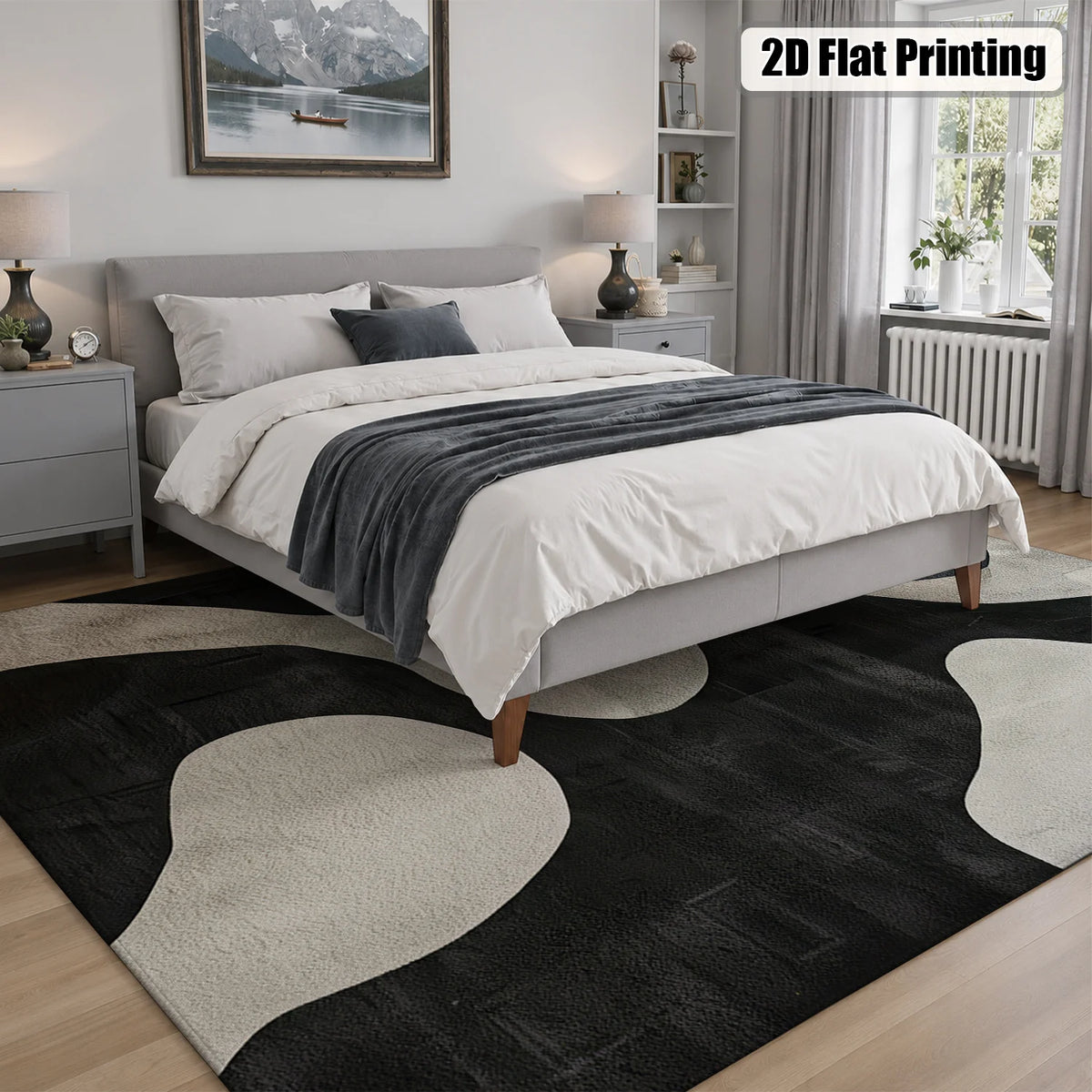 Machine Washable Velvet Abstract Rug With Non Slip Backing