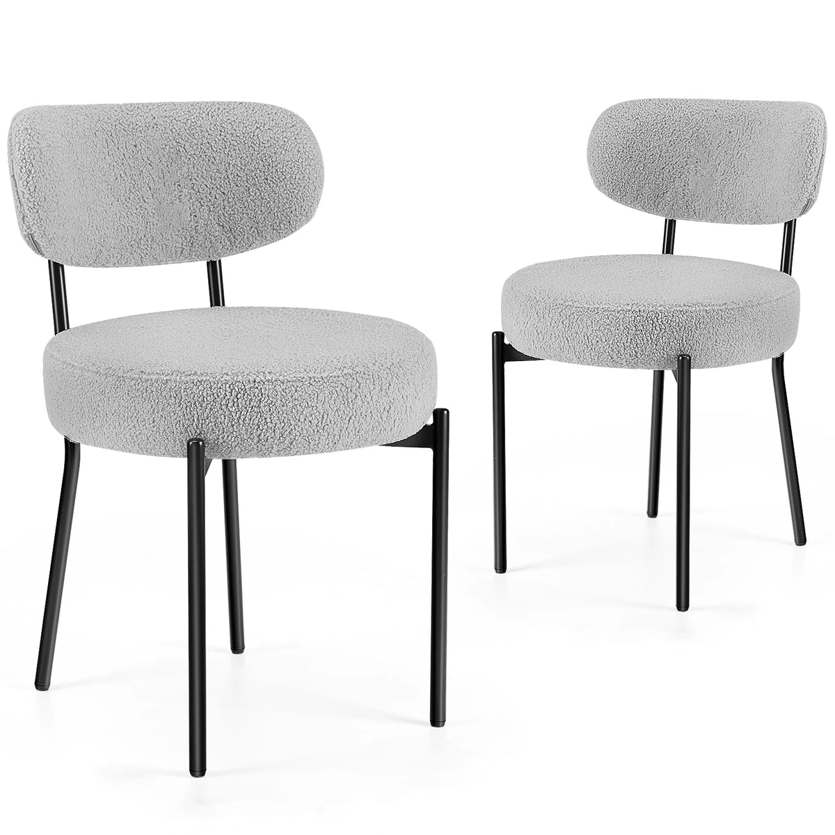 JHK Ergonomic Dining Chairs with Curved Backrests and Metal Legs