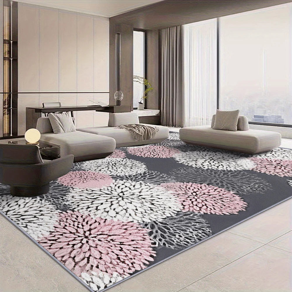 Soft Modern Floral Area Rug for Living Room and Bedroom